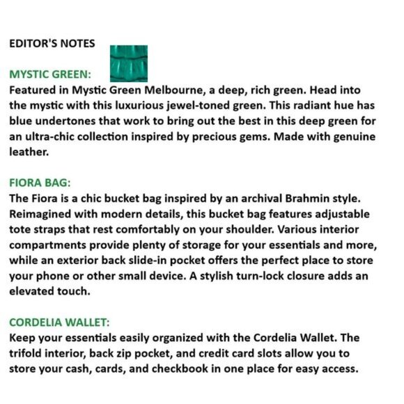 SET: ✅ Brahmin Mystic Green Set: Fiora Bag & Cordelia Wallet✨ NWT, COA & DUSTBAG - Picture 13 of 17